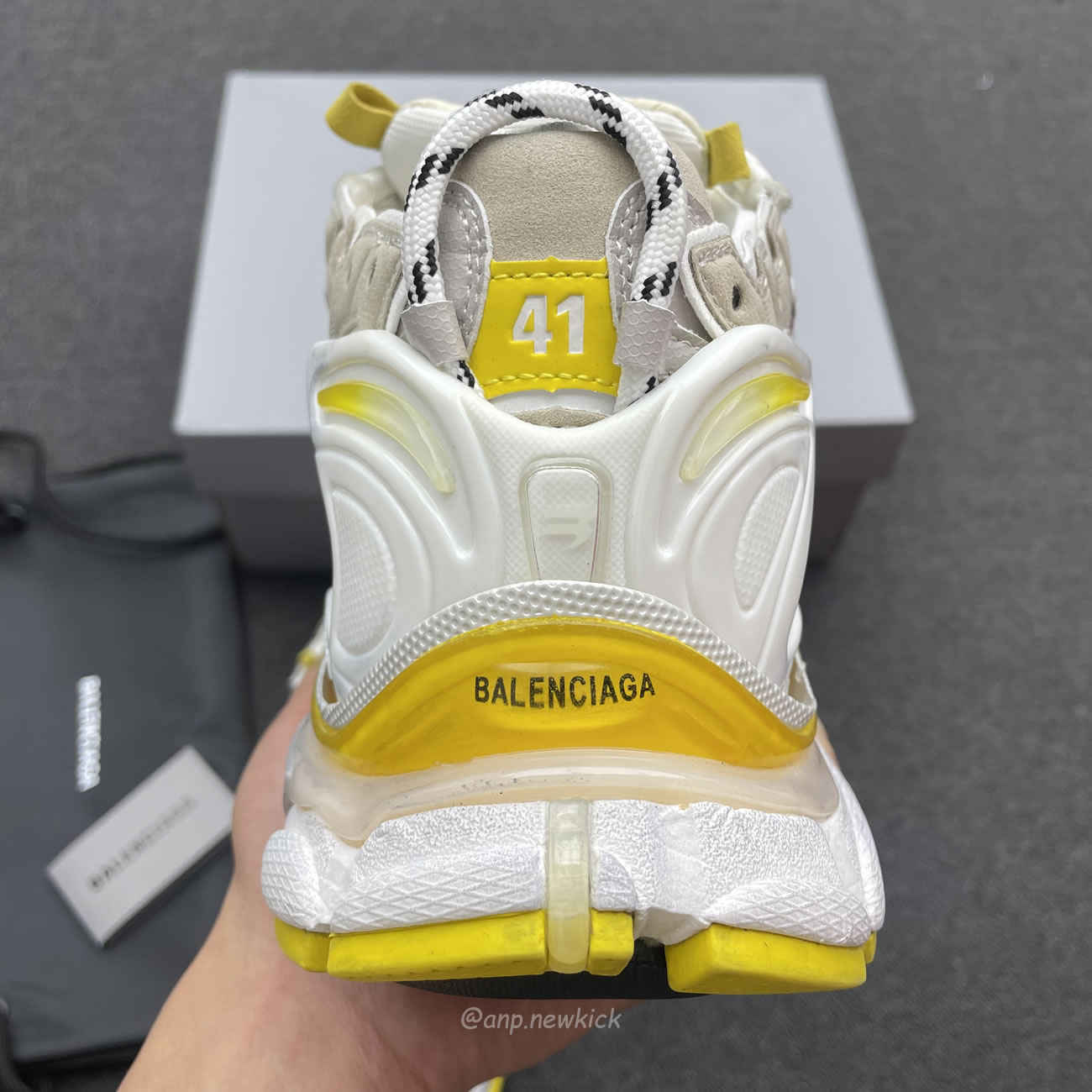 Balenciaga Runner Nylon Grey White Yellow Womens 772774 W3rny 9170 (12) - www.newkick.vip